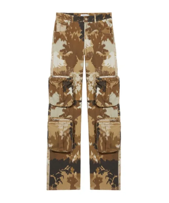 Camouflage Printed Straight Leg Cargo Jeans