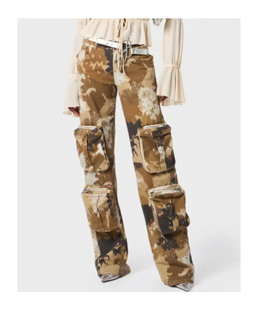 Camouflage Printed Straight Leg Cargo Jeans