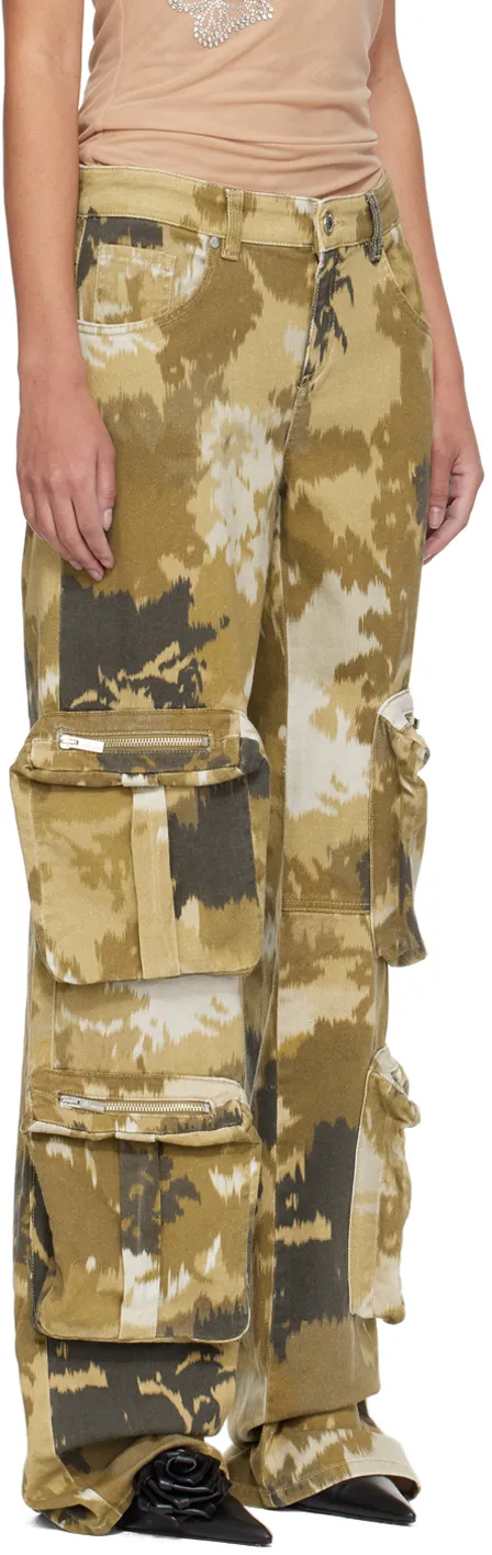 Camouflage Printed Straight Leg Cargo Jeans