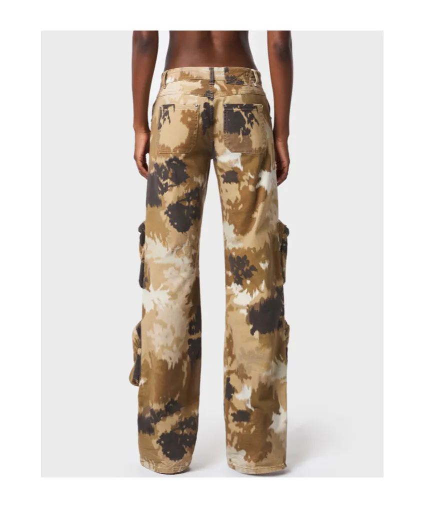 Camouflage Printed Straight Leg Cargo Jeans