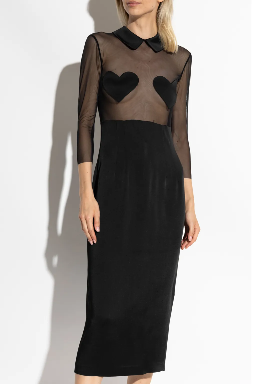 Heart-Patch Satin Midi Dress
