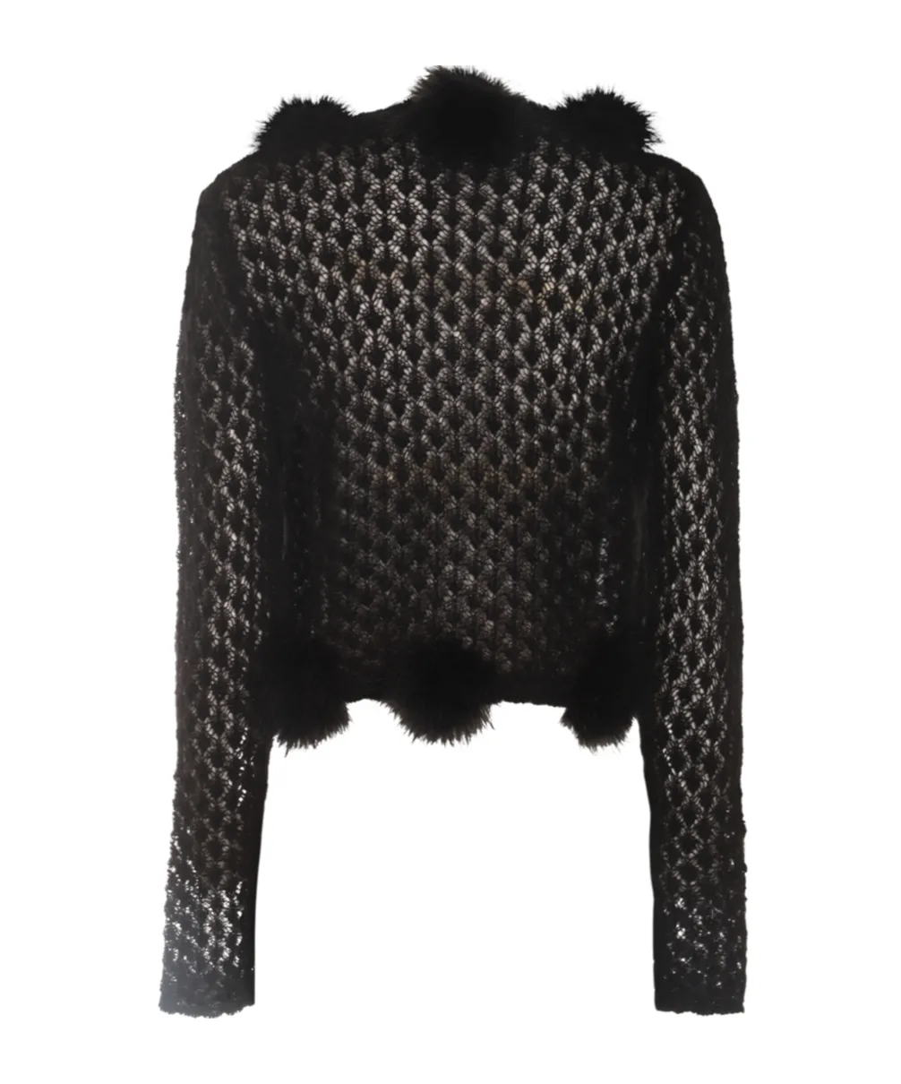 Pom-Poms Embellished Cardigan