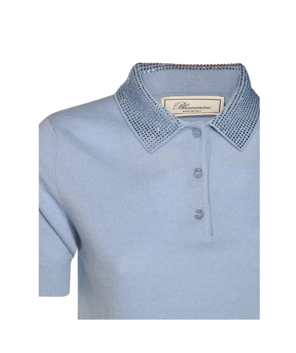 Short Sleeve Embellished Knitted Top