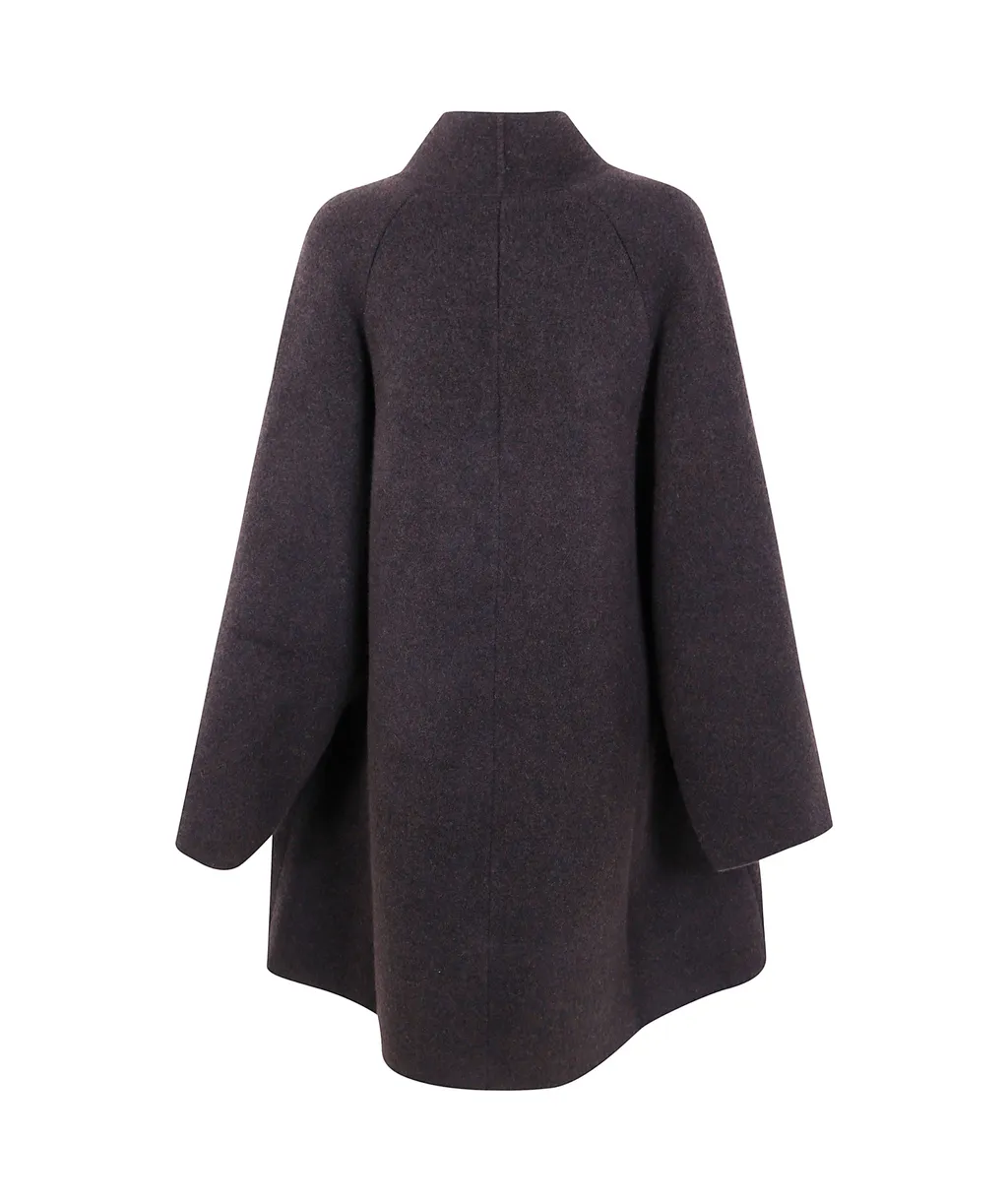 Button-Up Funnel-Neck Coat