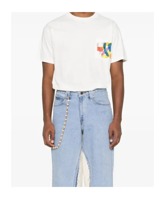 Abstract-Print Pocket T-Shirt