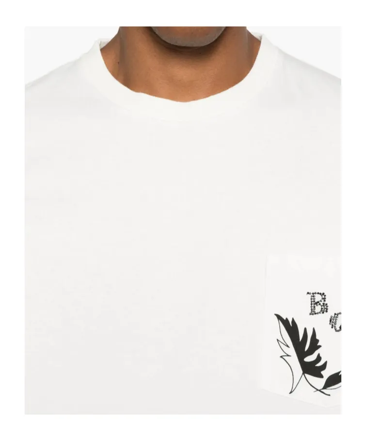 Beaded Leaf-Pocket T-Shirt