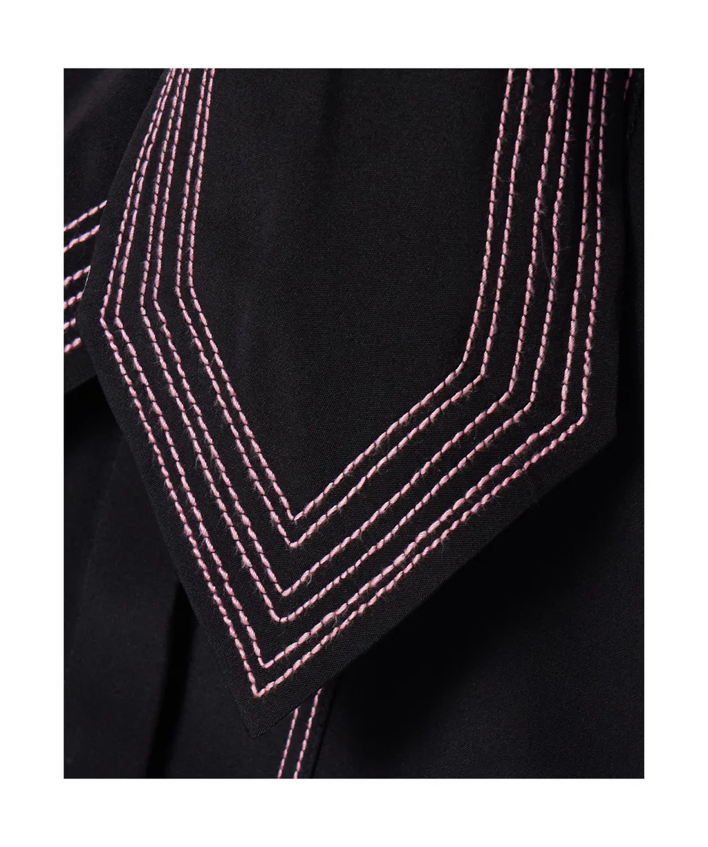 Embroidered Sailor Collar Top