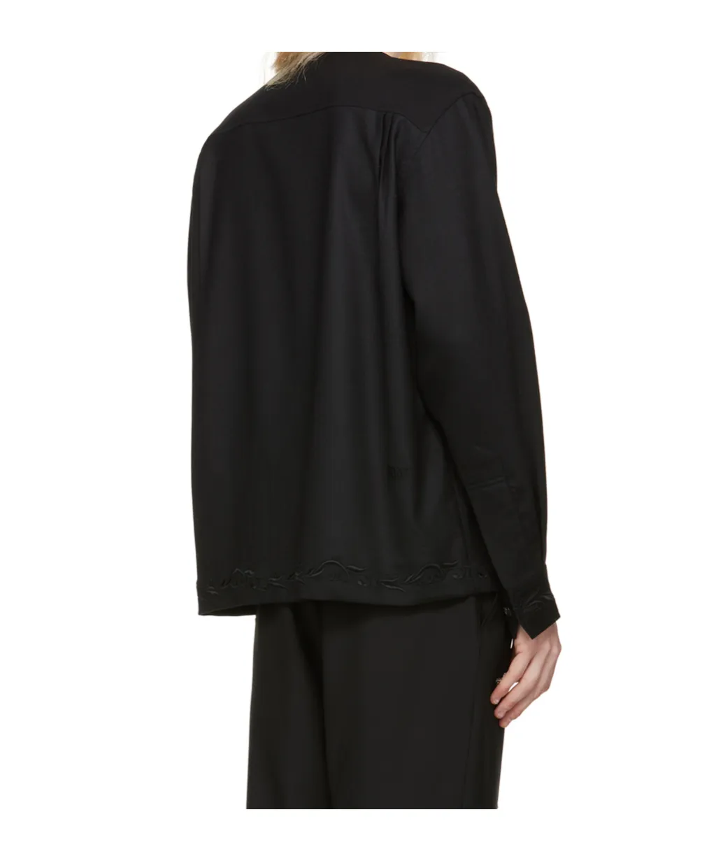 Dumas Floral-Embroidered Twill Overshirt