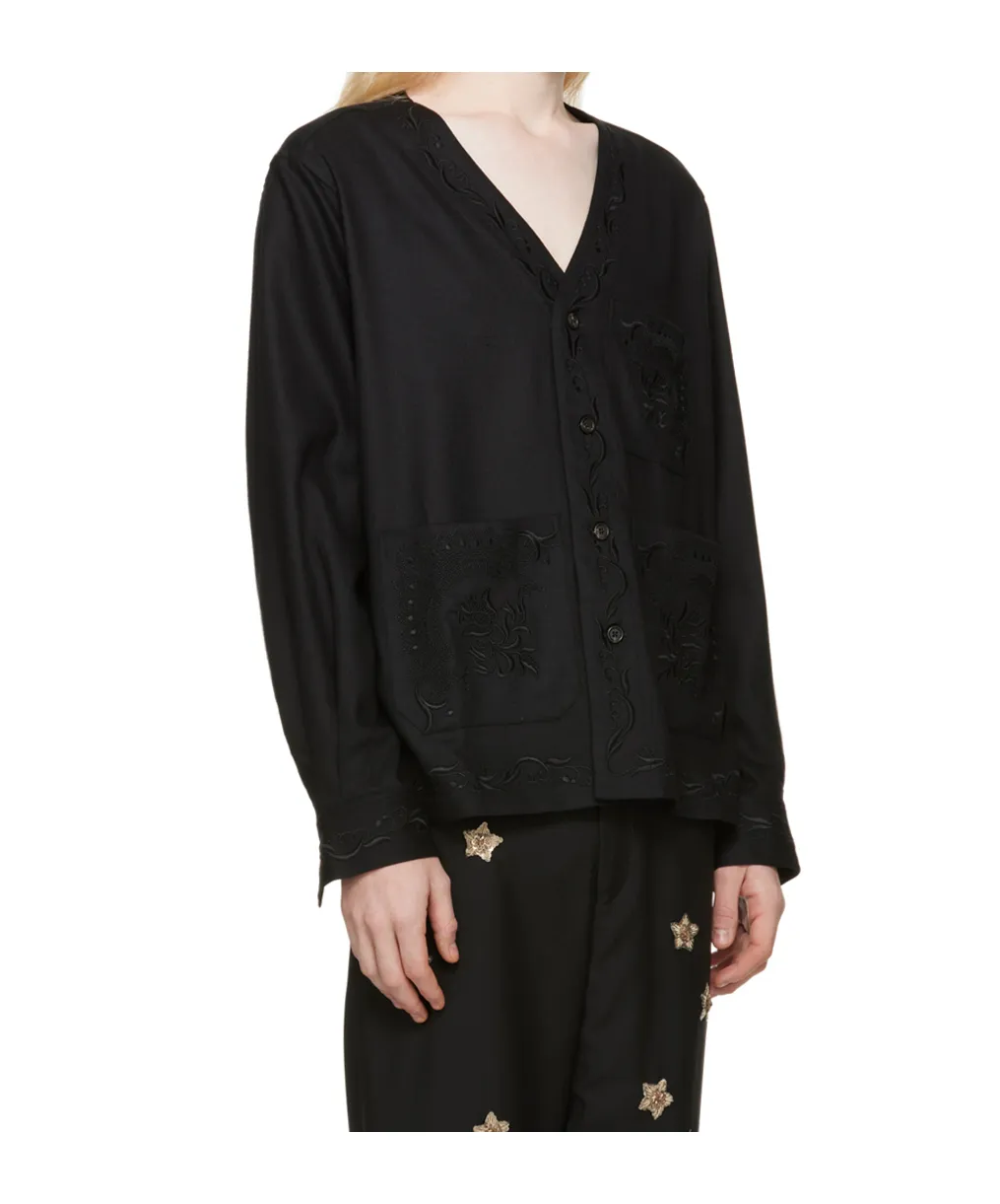 Dumas Floral-Embroidered Twill Overshirt