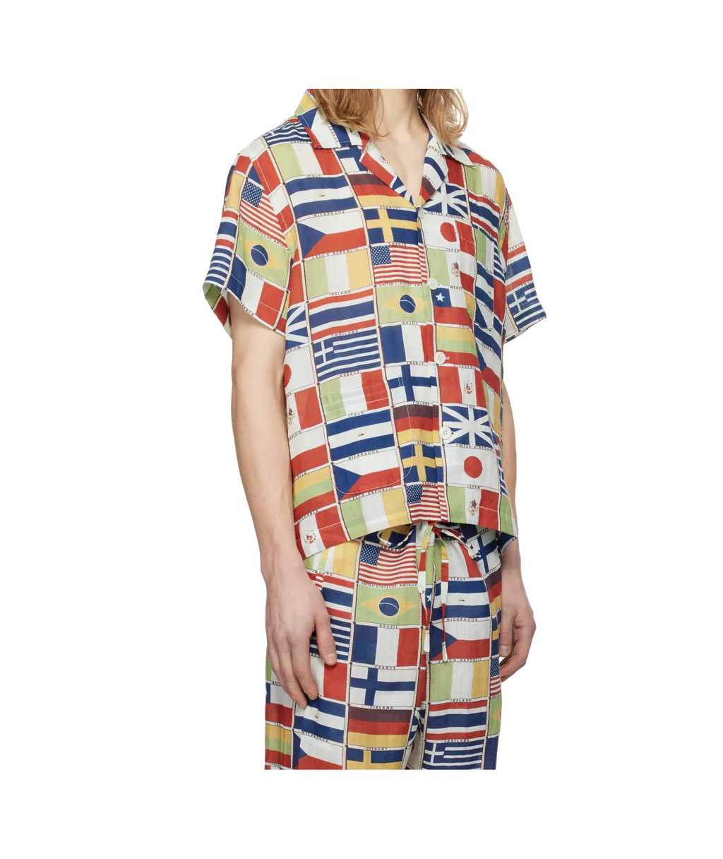 Flag-Print Linen Shirt