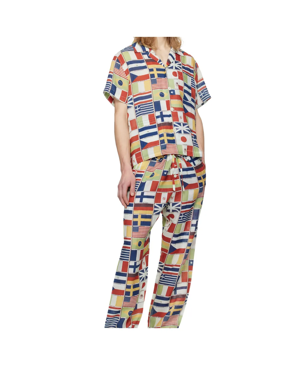 Flag-Print Linen Shirt