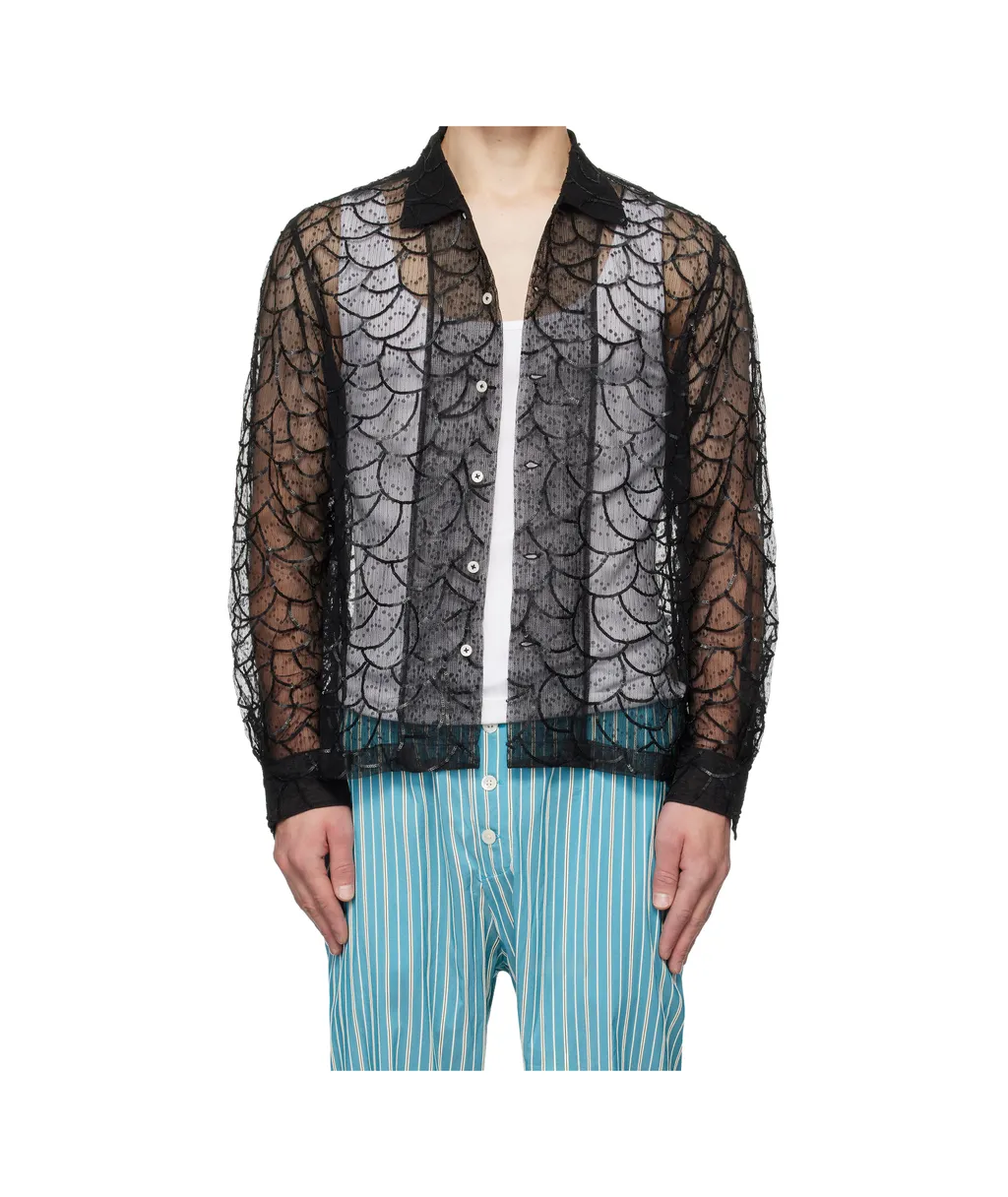 Intricate Pattern Button-Up Shirt