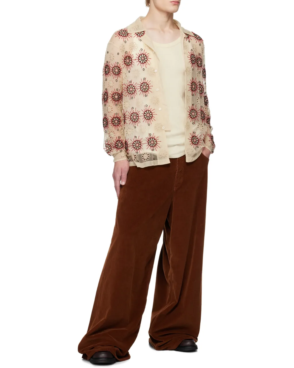 Floral Embroidered Button-Up Shirt