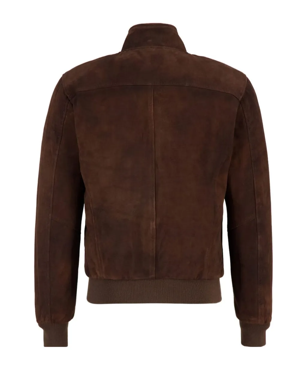 Zip-Up Leather Bomber Jacket