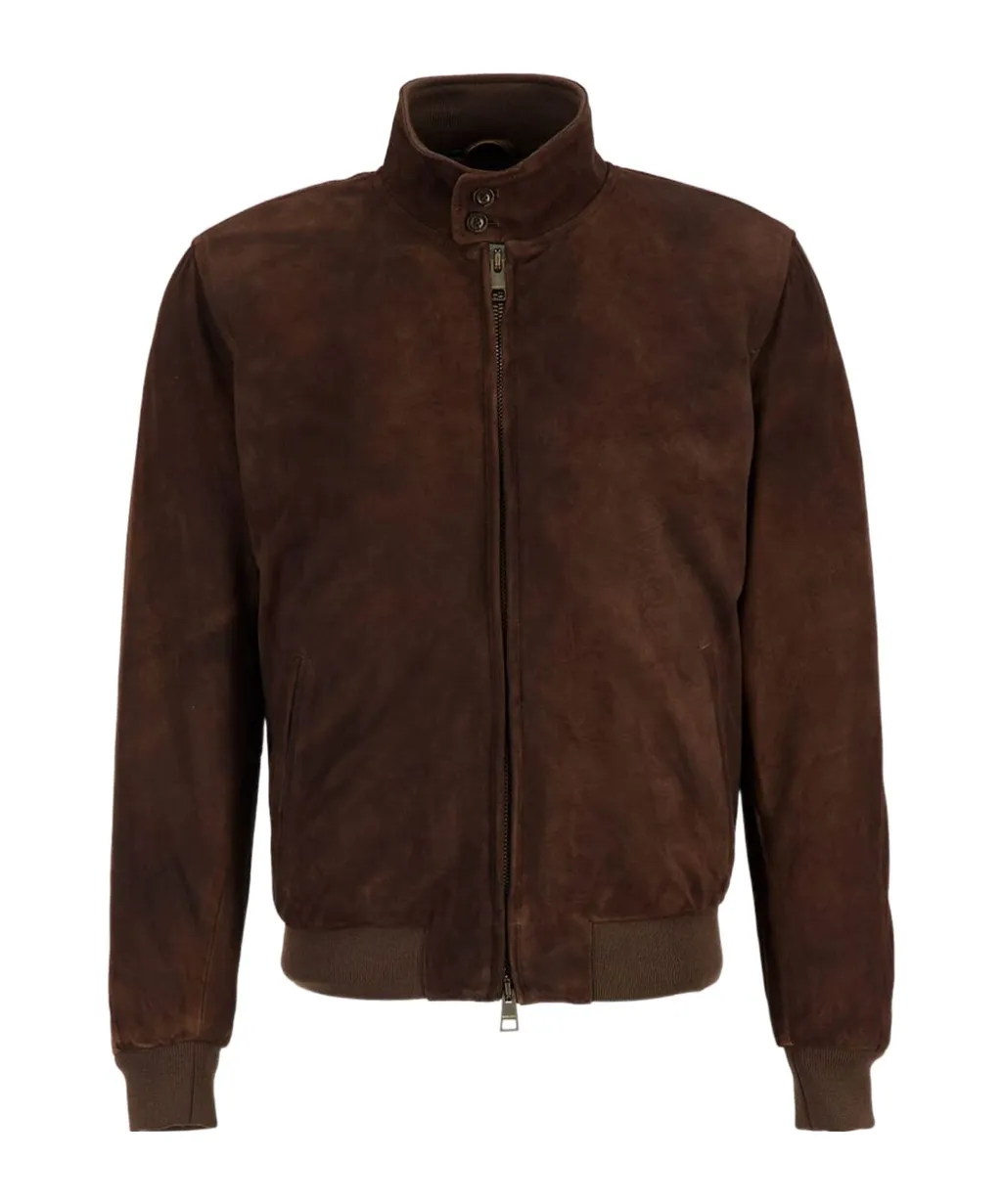 Zip-Up Leather Bomber Jacket