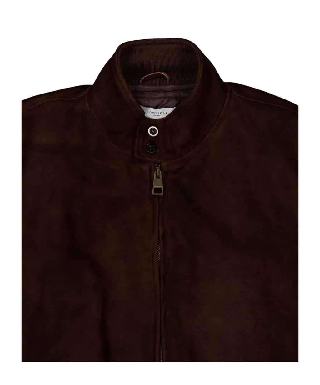 Zip-Up Leather Bomber Jacket