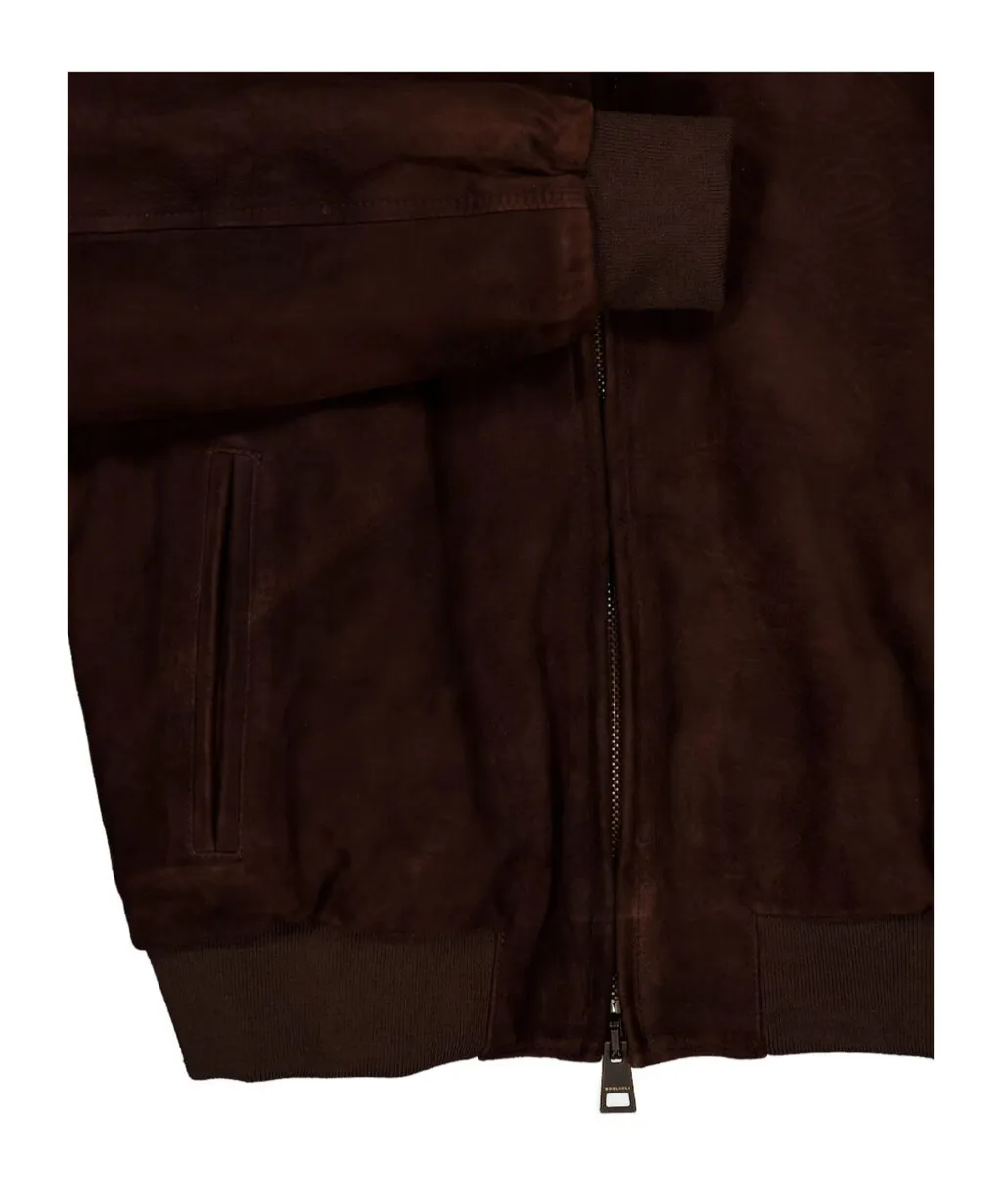 Zip-Up Leather Bomber Jacket
