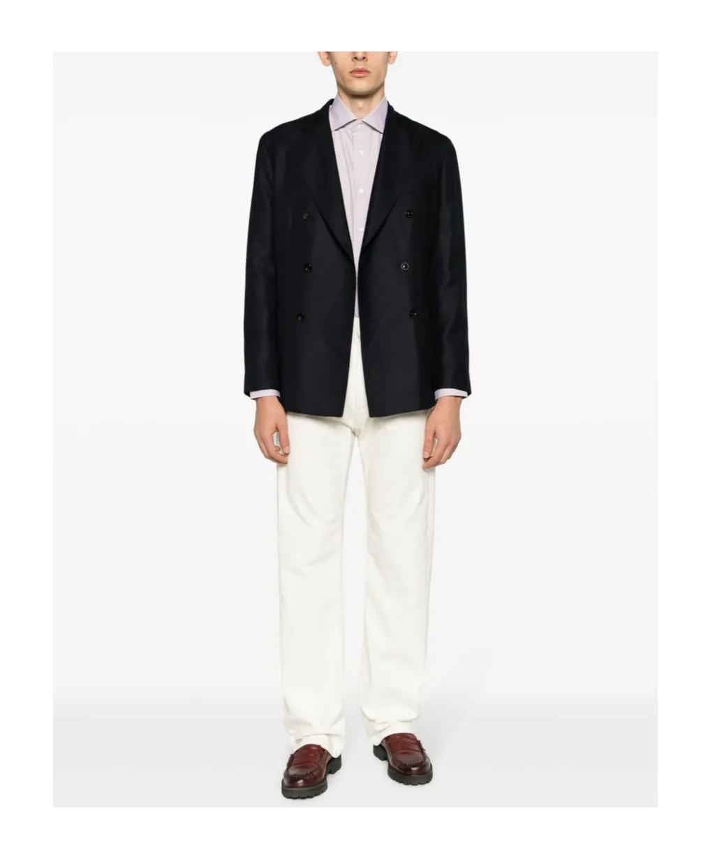 Peak-Lapels Double-Breasted Blazer