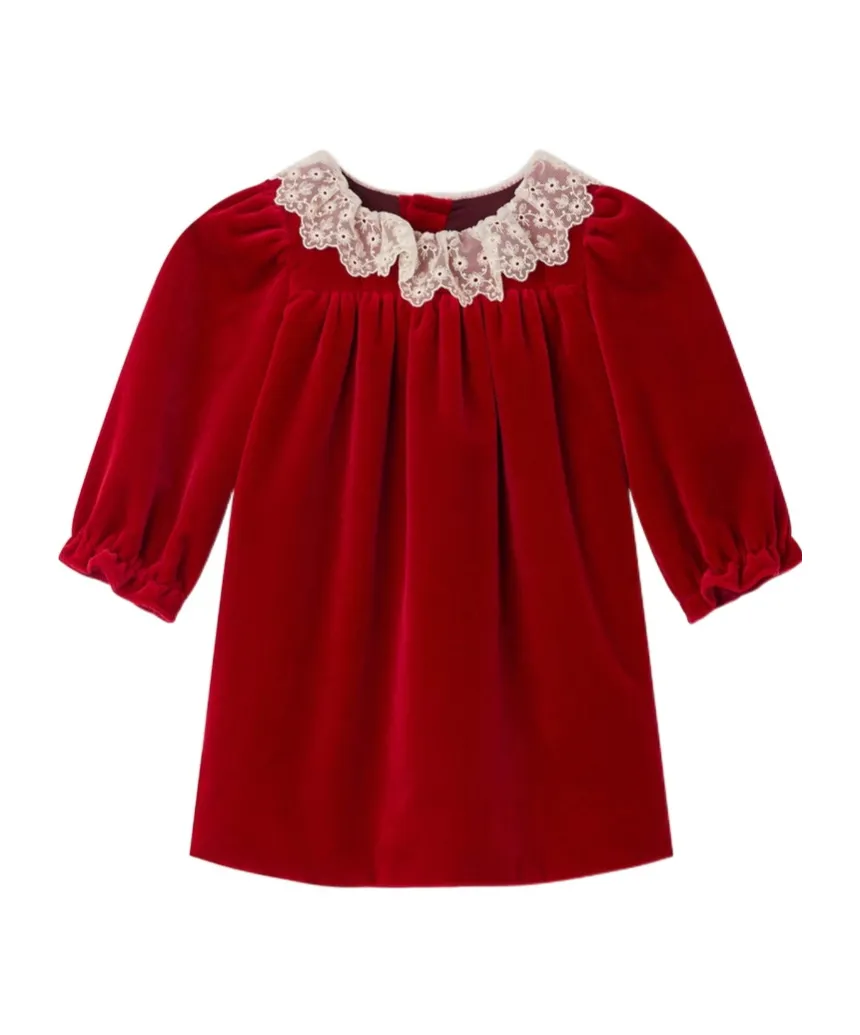 Lace-Detailed Long-Sleeved Dress