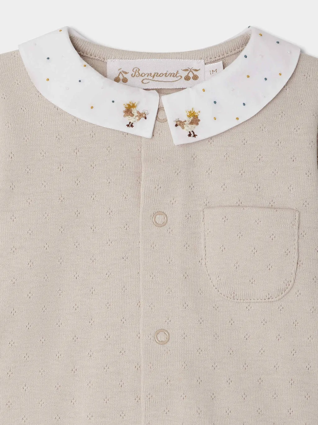 Embroidered-Collar Cotton Romper