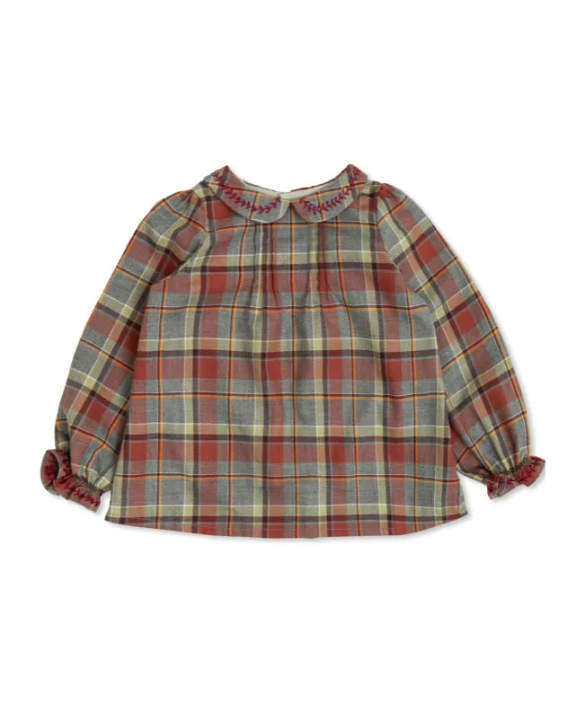 Peter Pan Collar Checked Blouse