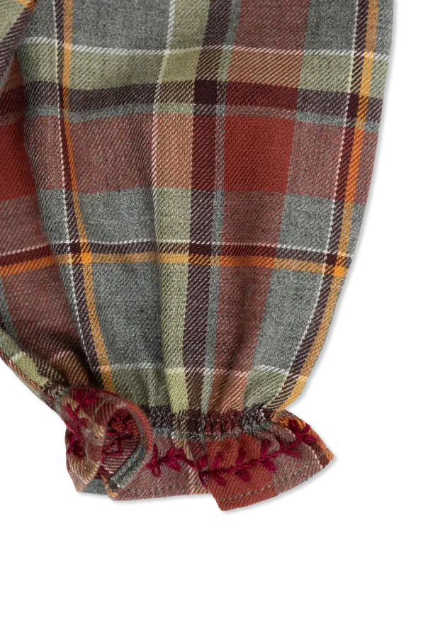 Peter Pan Collar Checked Blouse