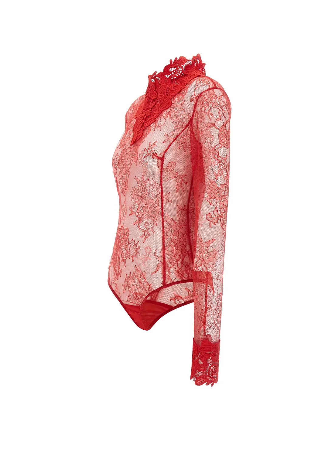 Long Sleeved Floral-Lace Bodysuit