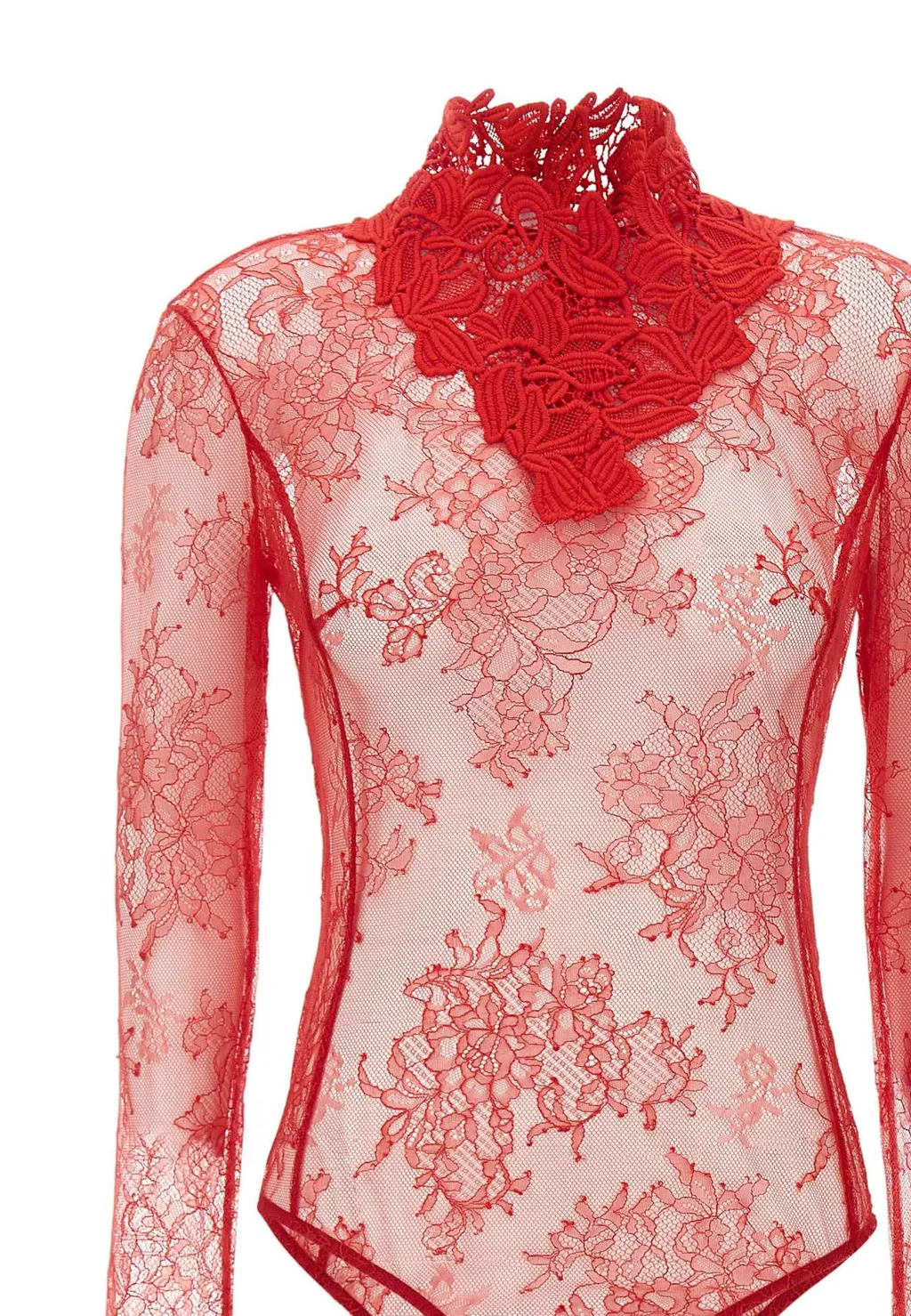 Long Sleeved Floral-Lace Bodysuit
