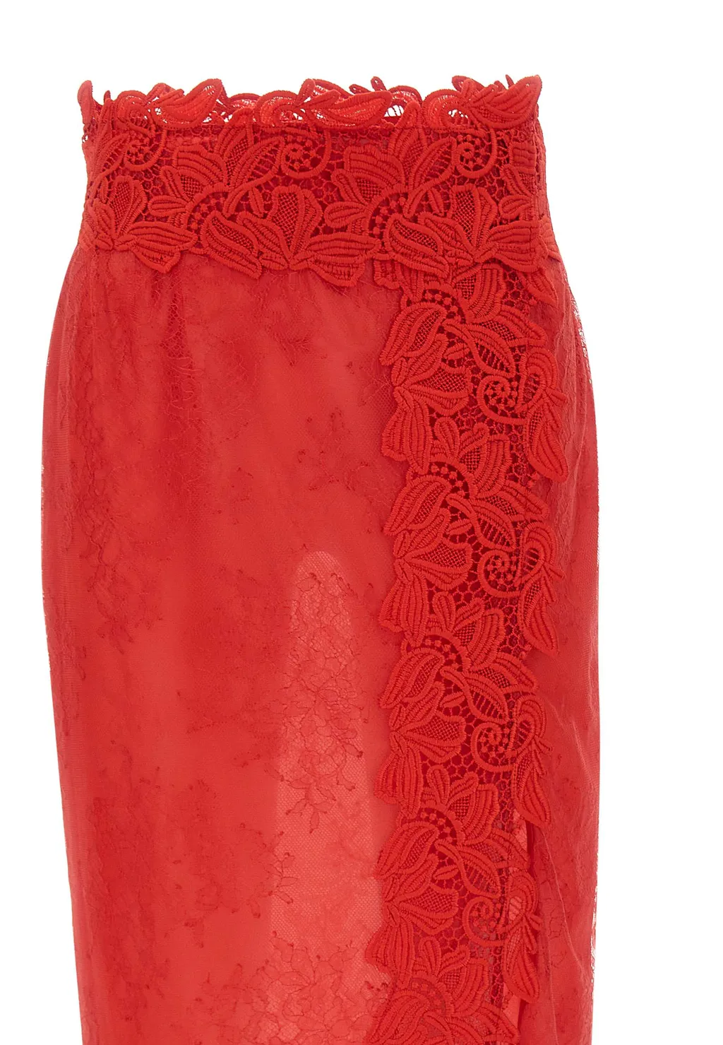 Floral Embroidered Lace Midi Skirt