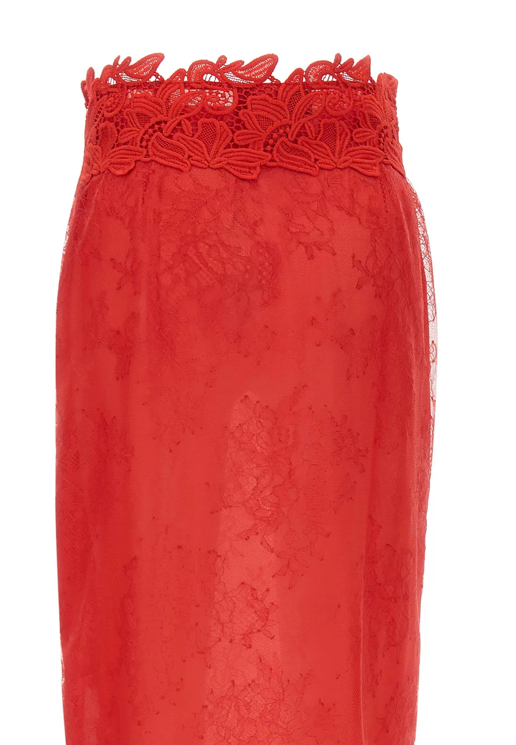 Floral Embroidered Lace Midi Skirt