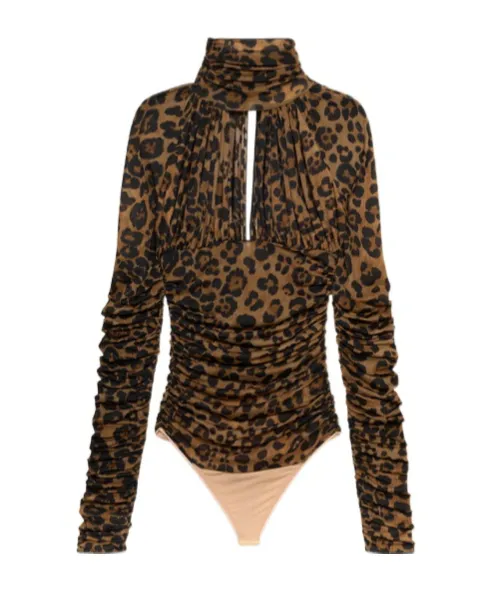 Blumarine Leopard Printed Ruched Bodysuit