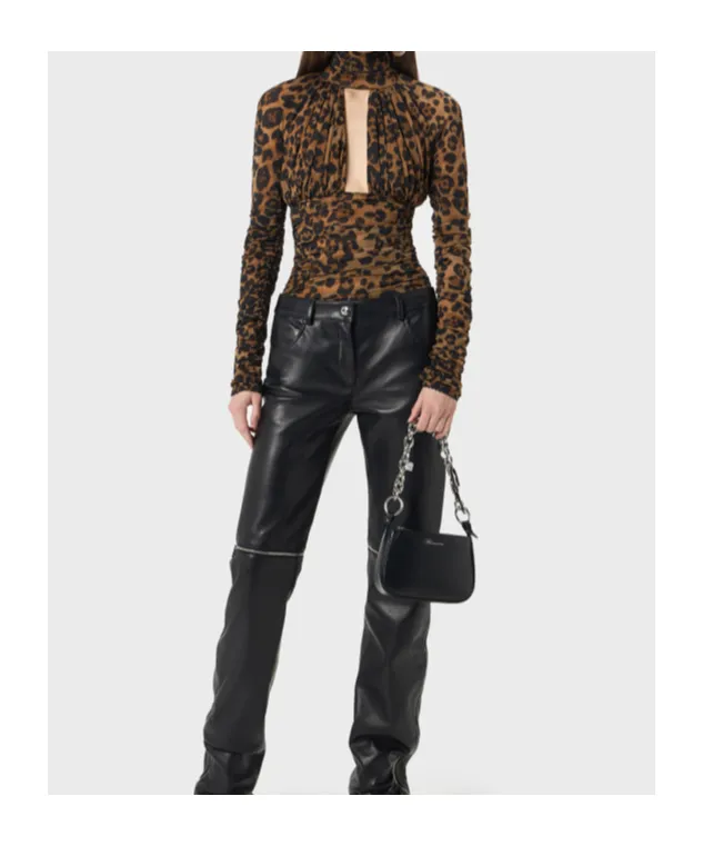Blumarine Leopard Printed Ruched Bodysuit