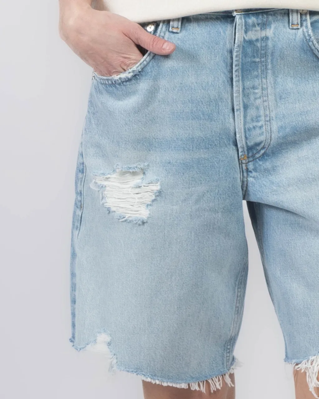 Distressed Denim Shorts