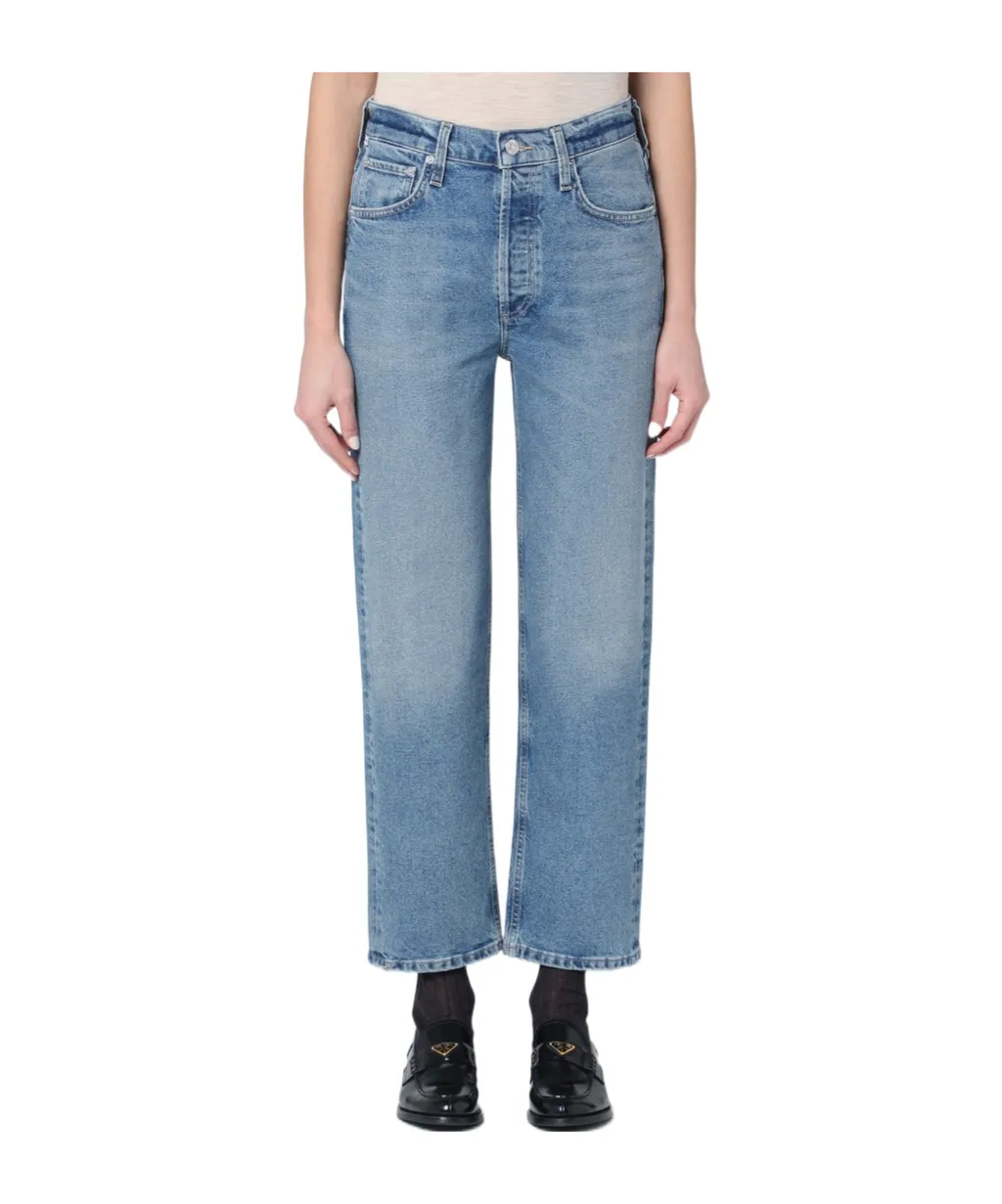 Logo Patch Straight Leg Jeans
