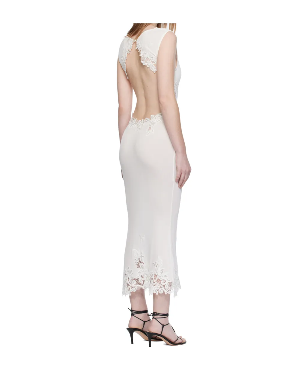 Lace-Insert Midi Dress