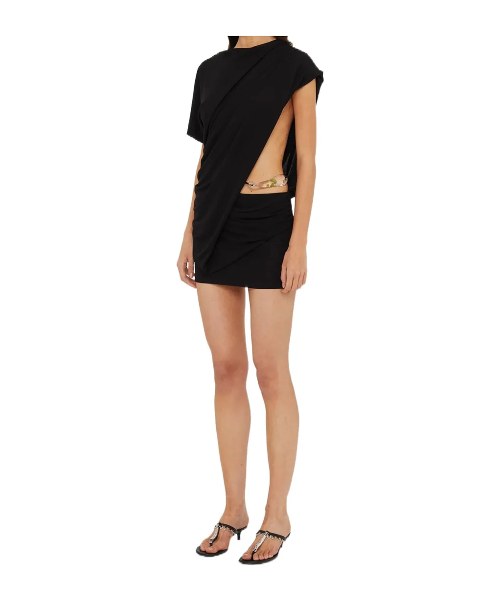 Draped Resin-Embellished Mini Dress