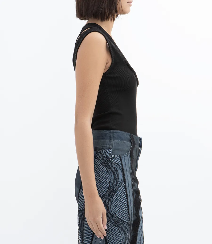 One-Shoulder Ribbed Top