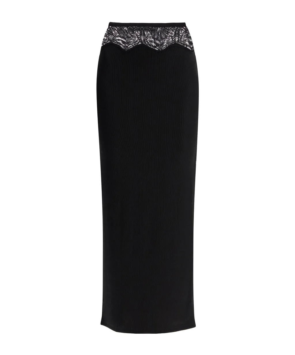 Knitted Skirt With Lace Detail