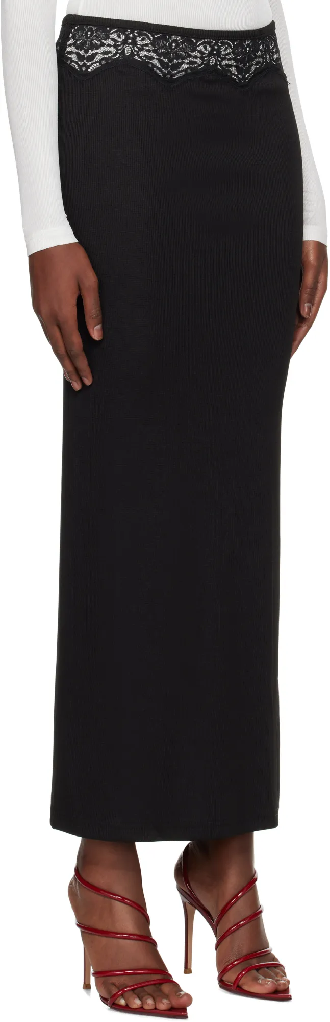 Knitted Skirt With Lace Detail