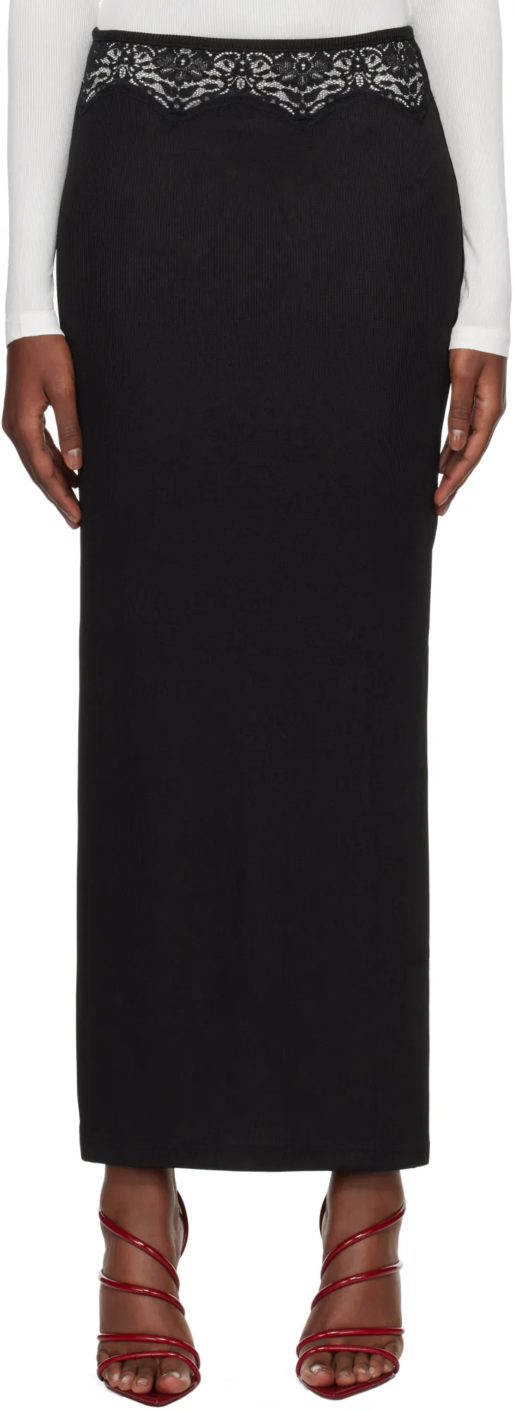 Knitted Skirt With Lace Detail