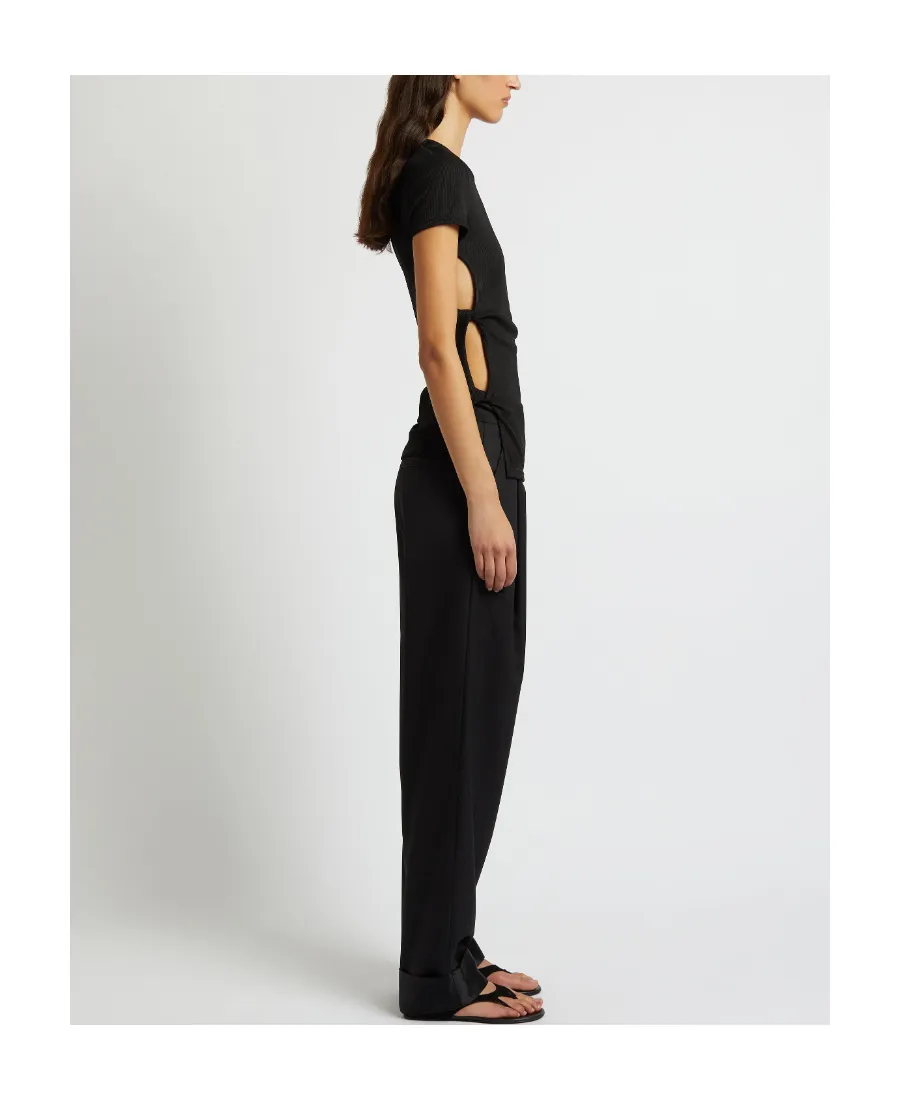 Twist-Detail Asymmetric Ribbed T-Shirt