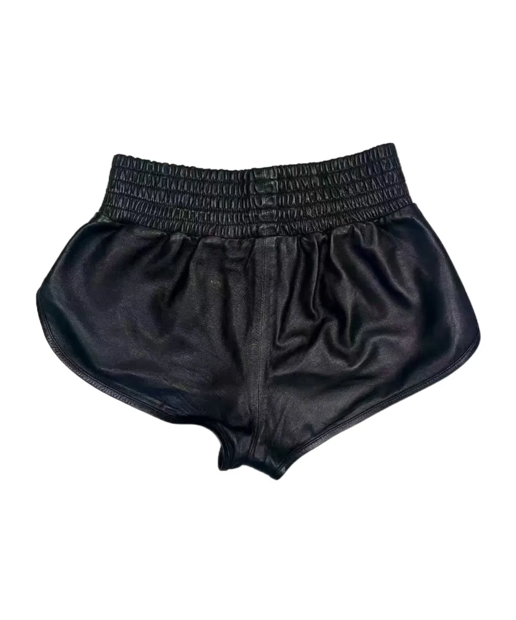 Cross-Patched Leather Shorts