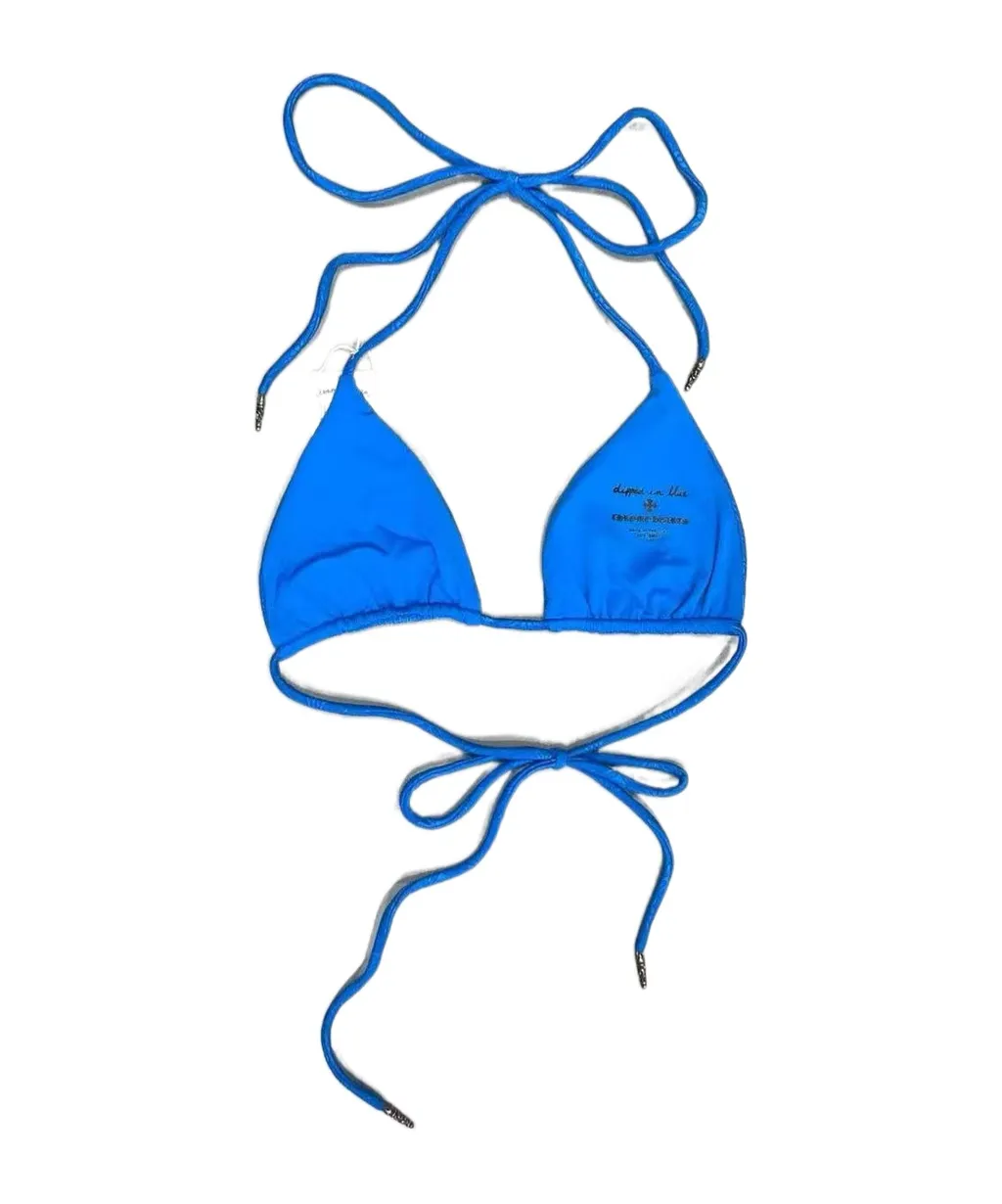 Dark-Patterned Lace-Up Bikini Top