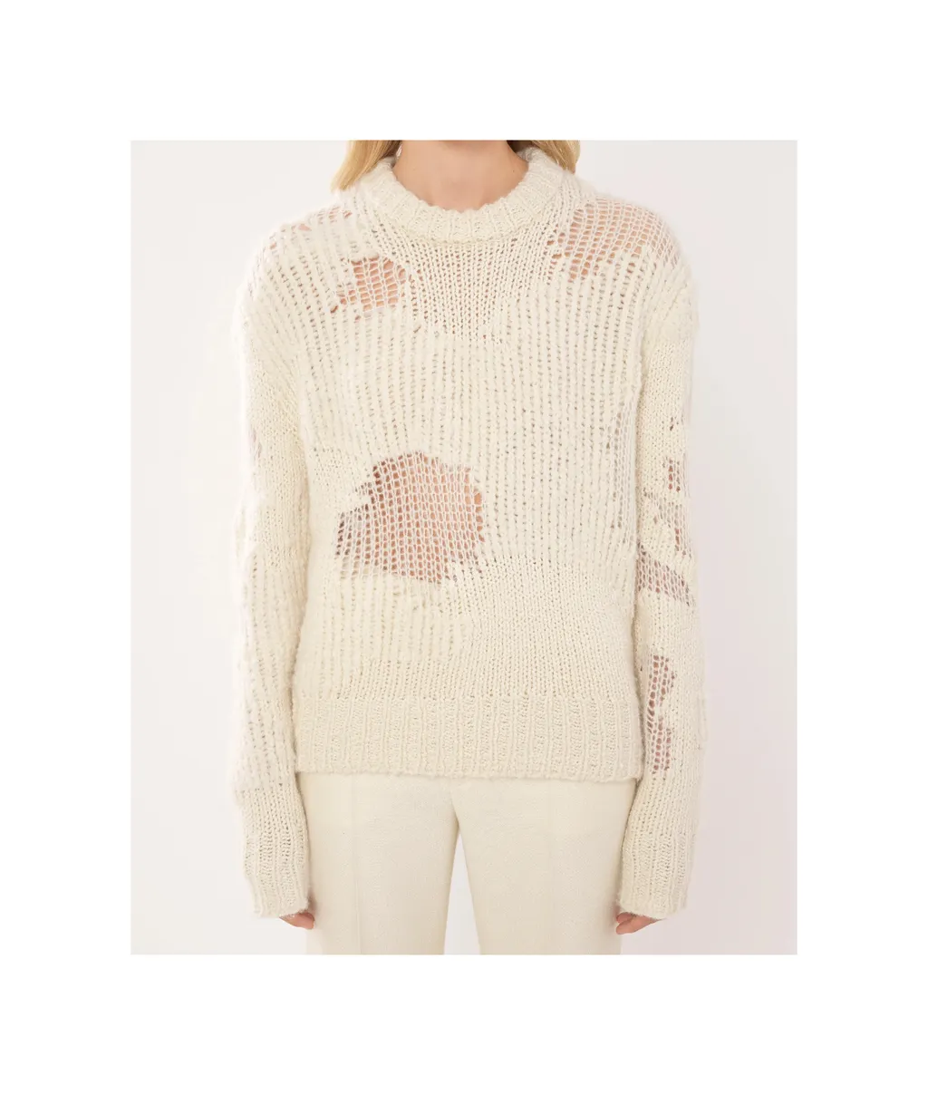 Generous Chunky-Knit Distressed Jumper