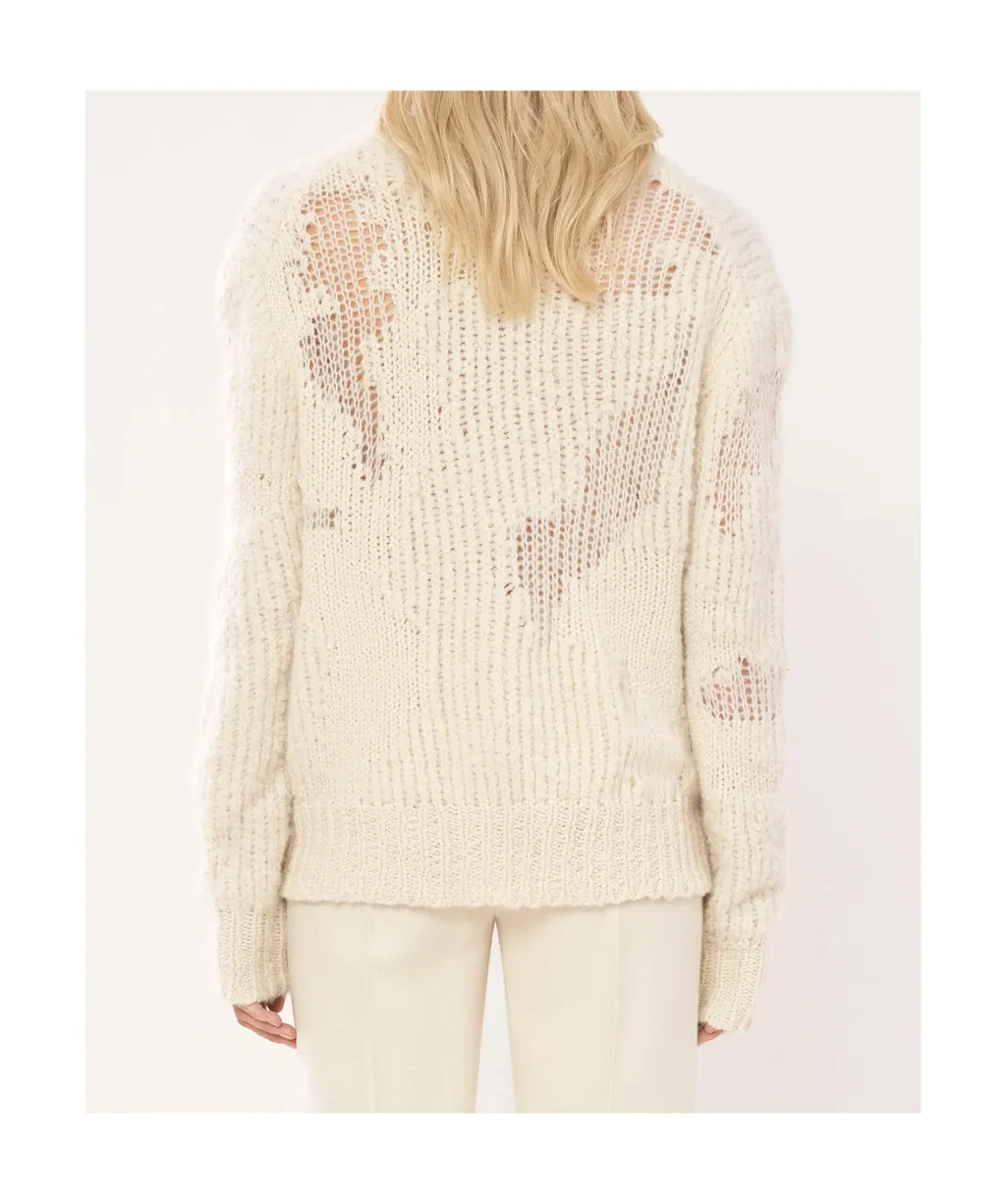 Generous Chunky-Knit Distressed Jumper