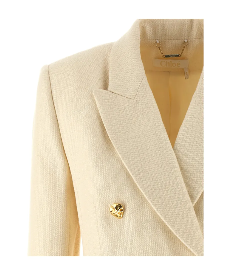 Double-Breasted Buttoned Blazer