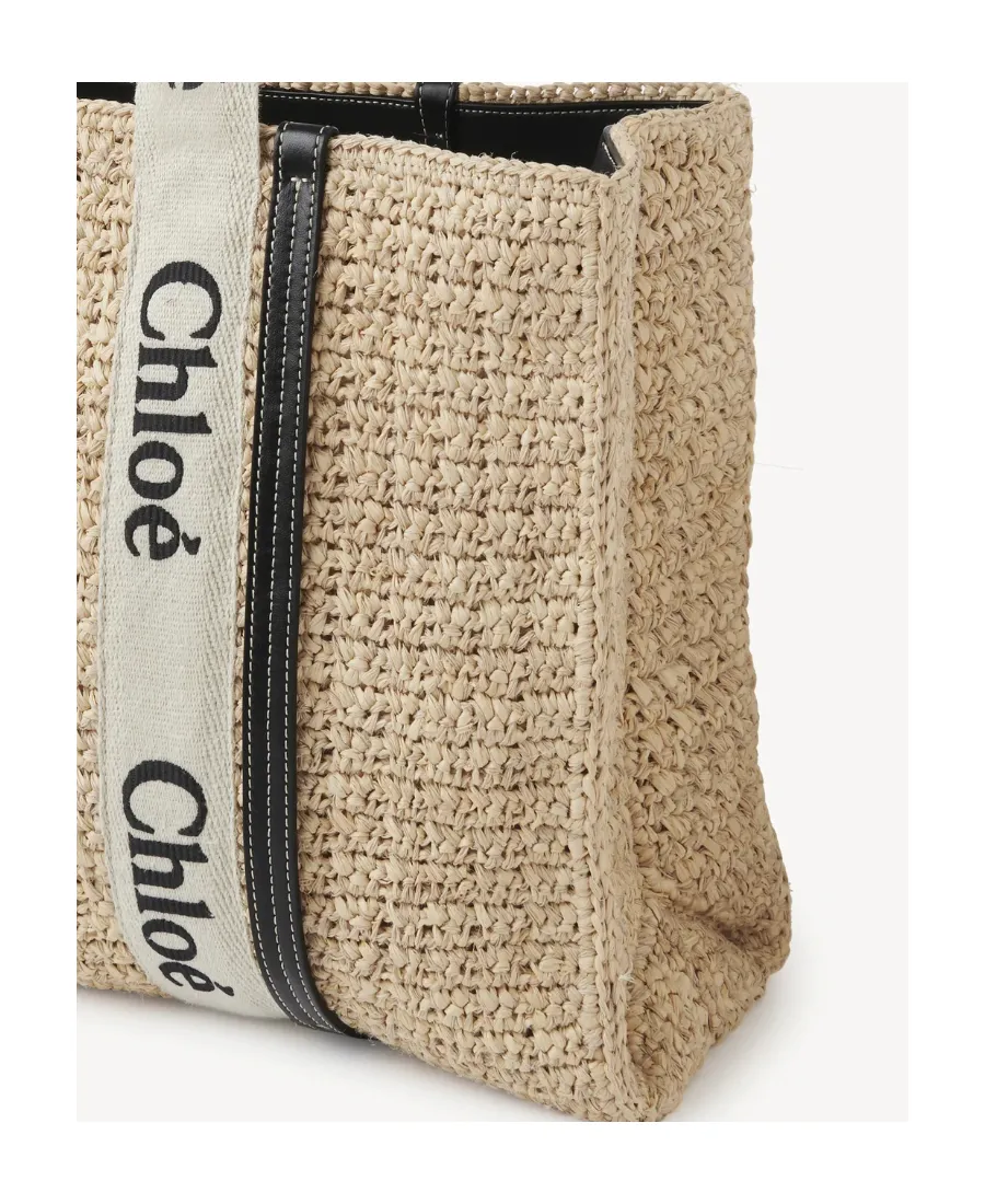 Medium Woody Raffia Beach Bag