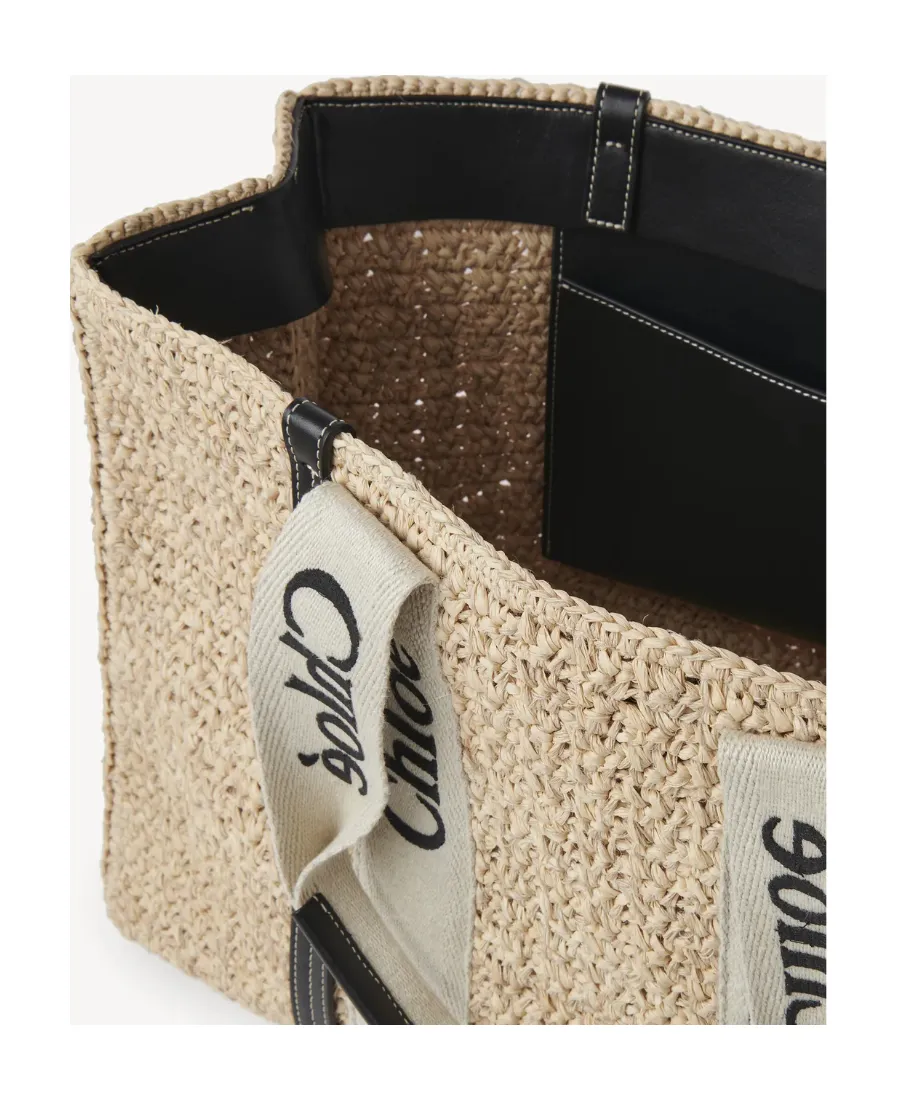 Medium Woody Raffia Beach Bag