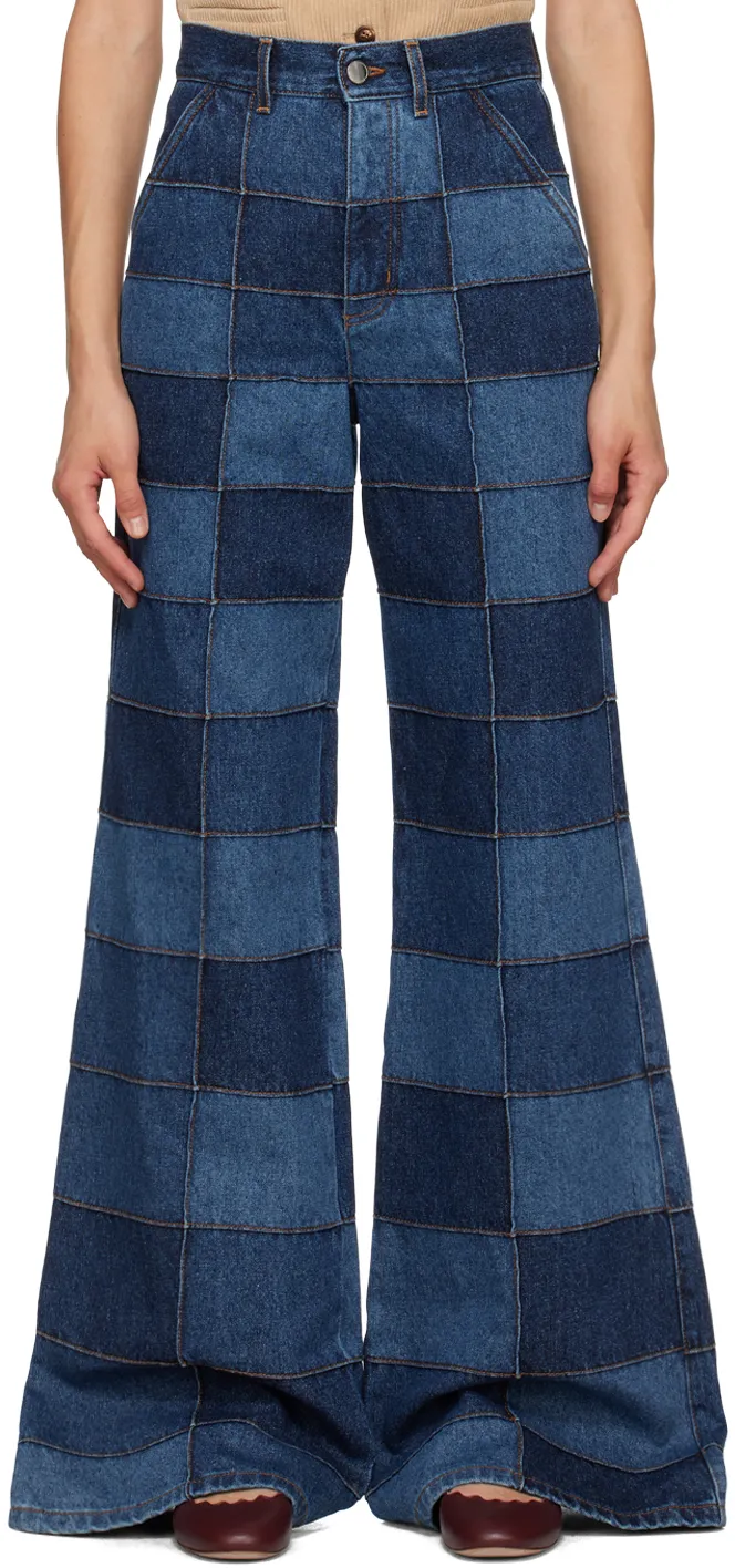 Patchwork Wide-Leg Jeans