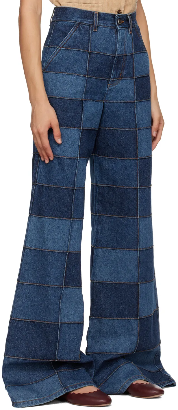Patchwork Wide-Leg Jeans